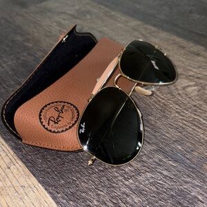 Ray-Ban Gold and Black Aviator Sunglasses